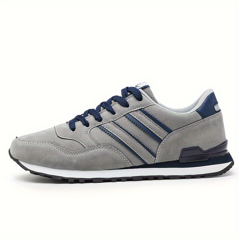 Men's Trendy Solid Old School Style Sneakers, Comfy Non Slip Casual Lace Up Shoes For Men's Outdoor Activities