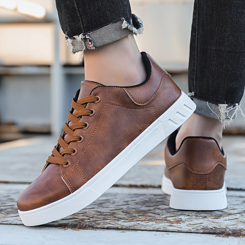 Men'S And Neutral Lace-Ups-Brown, PU Upper with Durable Sole with Ground Tread, All-Season Casual Shoe for Everyday Wear, Office And Semi-Formal Occasions-Durable Lace-Ups with Faux Denim And Formal Wear, Round Head Design, F - ayq
