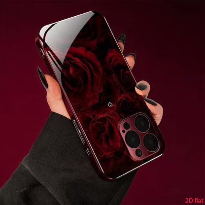 Luxury Wine Red Acrylic Phone Case for iPhone 15-18 Series