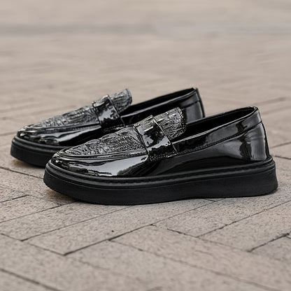 Men'S Black Business Casual Shoes, New Stylish Glossy British-Style Formal And Casual Footwear for Spring 2026 - ayq