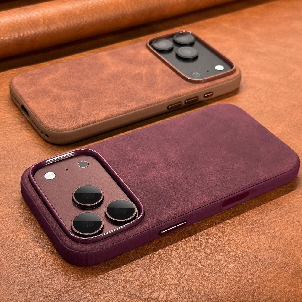 Luxury Retro Faux Sheepskin Leather Phone Case for iPhone 13-18 Pro Ma