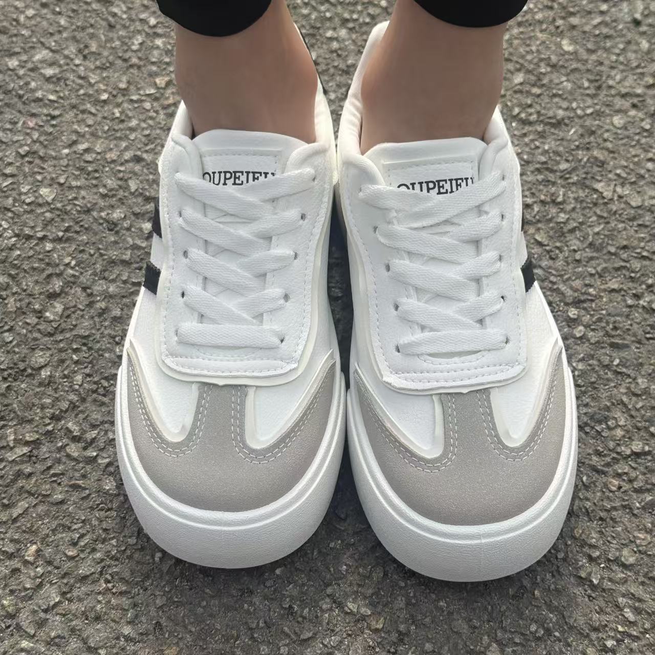 Women's Retro Platform Sneakers, Chunky Lace-Up Casual Shoes