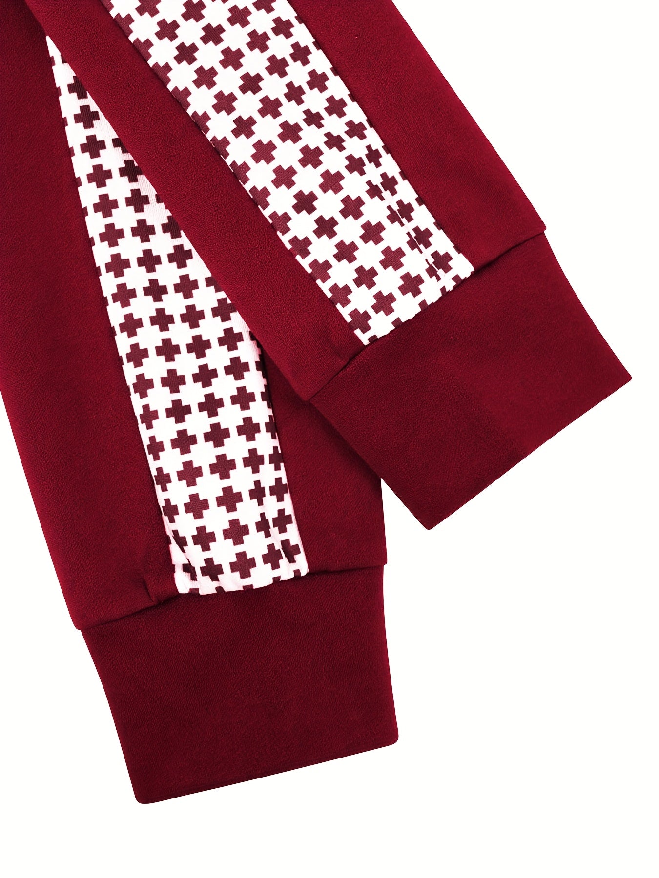 Two-Piece Outfit for Women Featuring a Geometric Design, Long-Sleeve Zip-Up Jacket, And Pants with Symmetrical Pockets - ayq