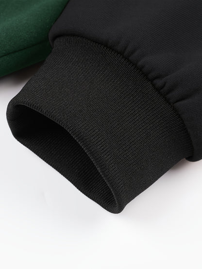 Men's 'BROOKLYN' Pattern Color Blocking Hooded Jacket, Casual Preppy Style Coat For Spring And Autumn Outdoors As Gift