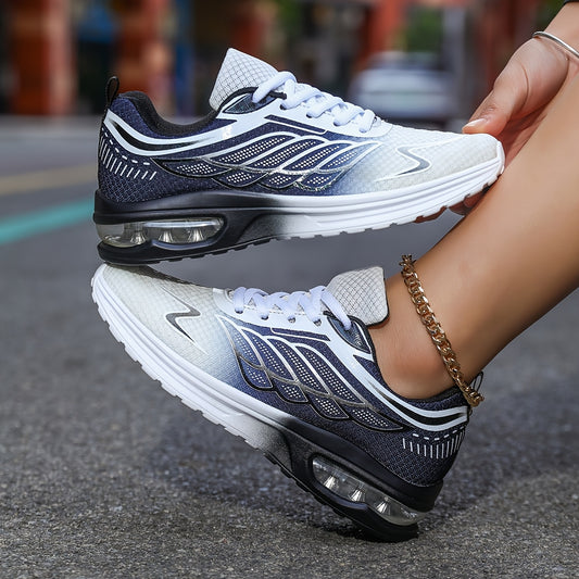 Women'S Casual Running Shoes, Lightweight EVA Upper  Inner, Fabric Insole, Faux Sole, Lace-Up Low Top, All-Season Solid Color, Flame Air Cushion Design, New Style 720