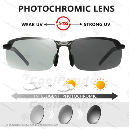 Men Women Polarized Photochromic Sunglasses Stainless Steel Frame
