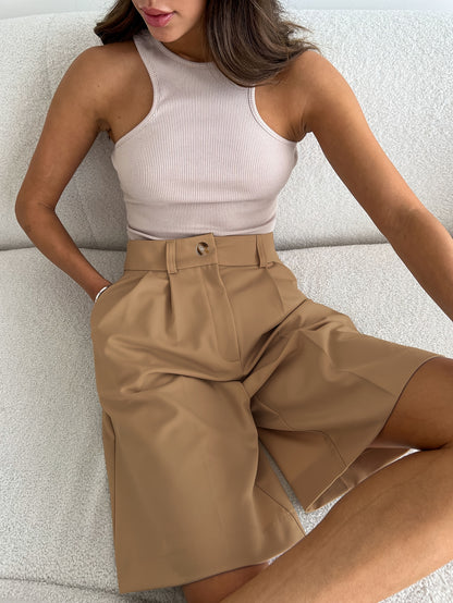 Loose-Fit Straight-Leg Casual Summer Shorts with Belt
