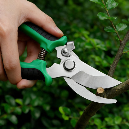 Gardening Scissors | Comfortable Grip, Spring-Assisted, Sharp and Non-Slip, Ideal for Pruning Branches and Flowers, Modern Stainless Steel Blades