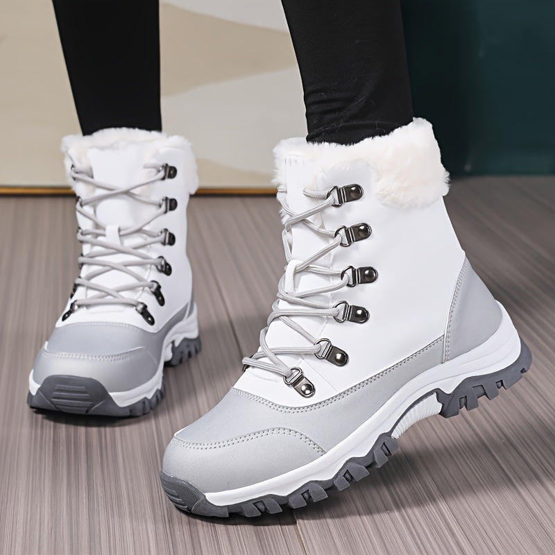 Women's & Men's Heavy-Duty Winter Snow Boots - Thickened Round-Toe Traction Tires, Faux Upper & TPR Sole, Unisex High-Ankle Trekking Boots for Skiing, Ice, Hiking, Snowshoeing - Cold Weather Outdoor Footwear