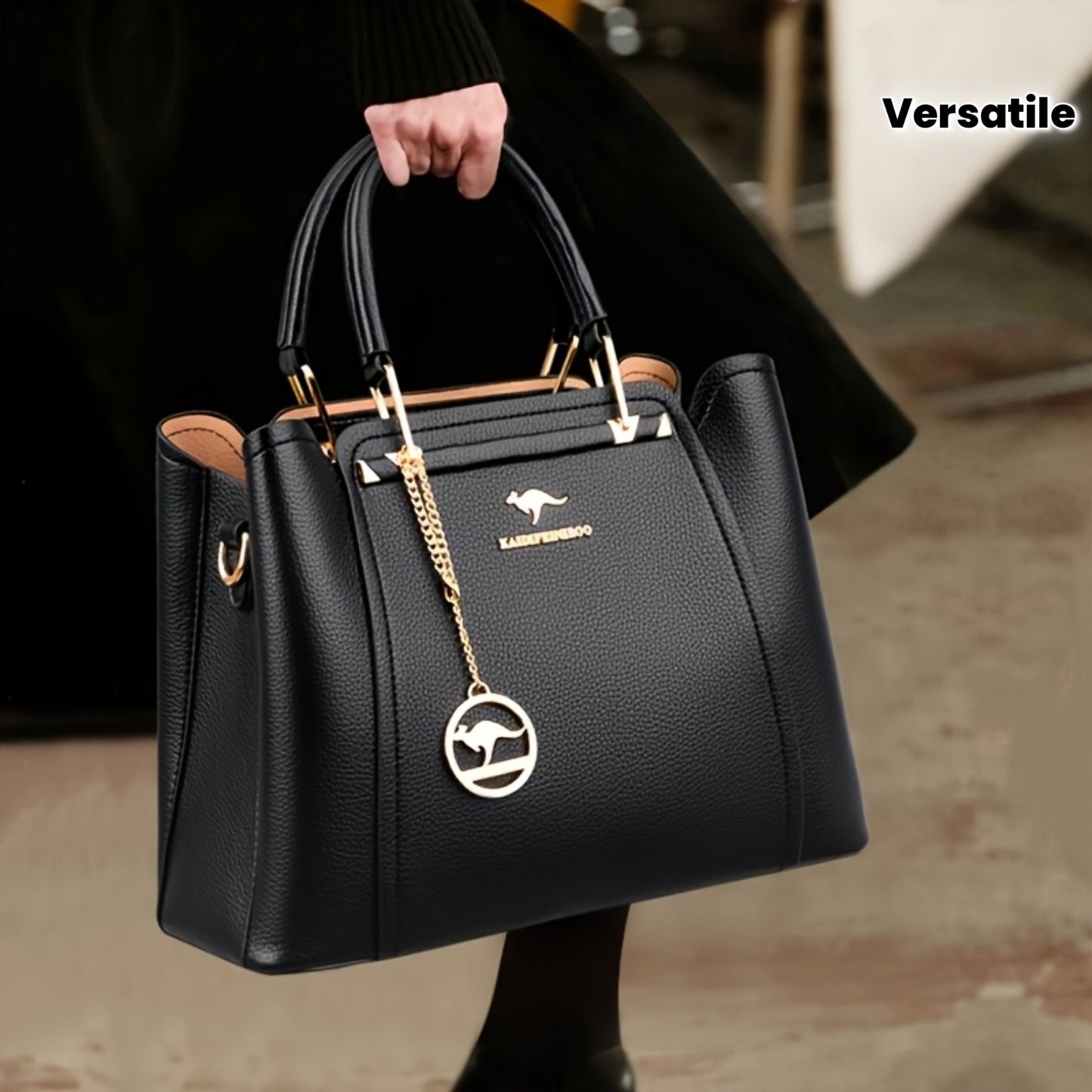 Elegant Women's Fabric Handbag with Metal Accents - Versatile Style