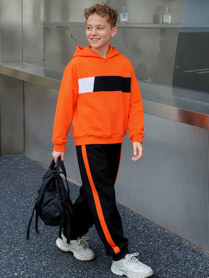 2 հատ տղաների ձմեռային գլխարկով մարզահագուստ և տաբատ - տաք սվիտեր համապատասխան երկար տաբատով, գունային բլոկներով վերնաշապիկ (հարմար է մեծ երեխաների և երեխաների համար) - լվացքի մեքենայով լվացվող 2 հատի հավաքածու, իդեալական է բացօթյա օգտագործման համար