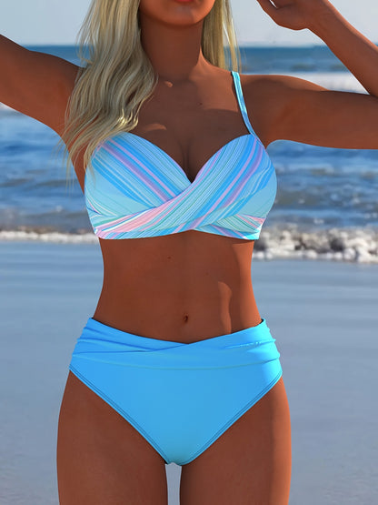 Women’s Two-Piece Swimwear Set with High Stretch Polyester