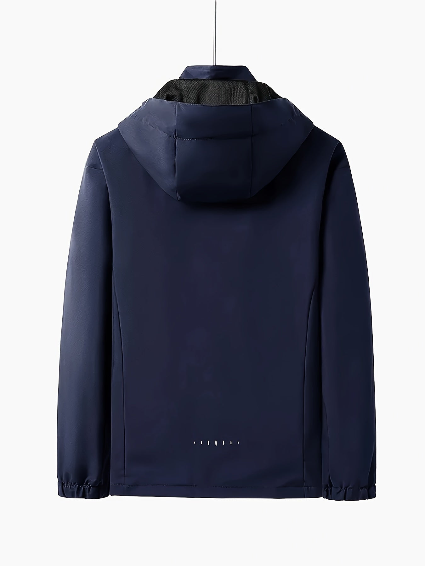 Men's Hooded Casual Windbreaker Jacket - 100% Polyester, Non-Stretch Woven Fabric, Long Sleeve, Regular Length, Alphabet Pattern, Zippered Pockets, Detachable Hood - All-Season Outdoor Lightweight Coat