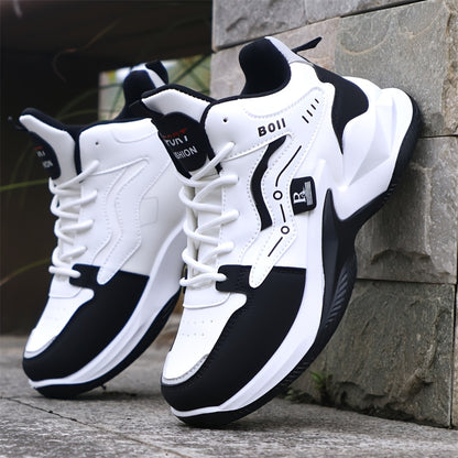 Men's high-top casual sports shoes fashion outdoor walking shoes for road running; lace-up wear-resistant versatile - ayq