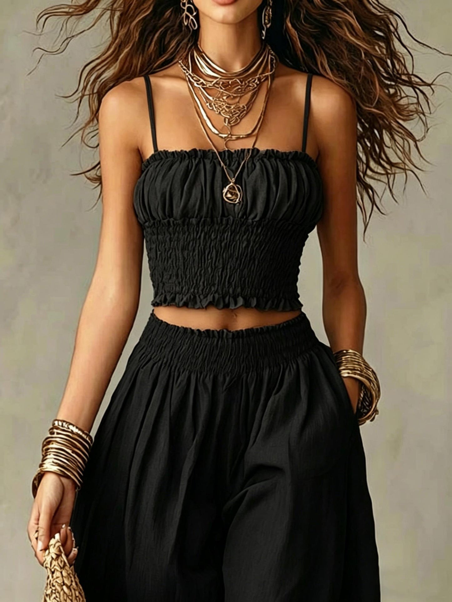 Women's Elegant Bustier Cami & Lantern Pants Set