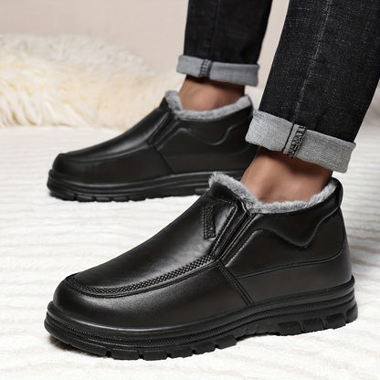 Տղամարդկանց ձմեռային ձմեռային կոշիկներ՝ բրդյա և կամարի հենարանով - Բոլոր եղանակների համար նախատեսված ցուրտ եղանակի լեռնագնացության կոշիկներ, սահքակայուն ռետինե ներբան, կլոր քթով դիզայն՝ առօրյա և բացօթյա հագուստի համար, լեռնագնացության կոշիկներ