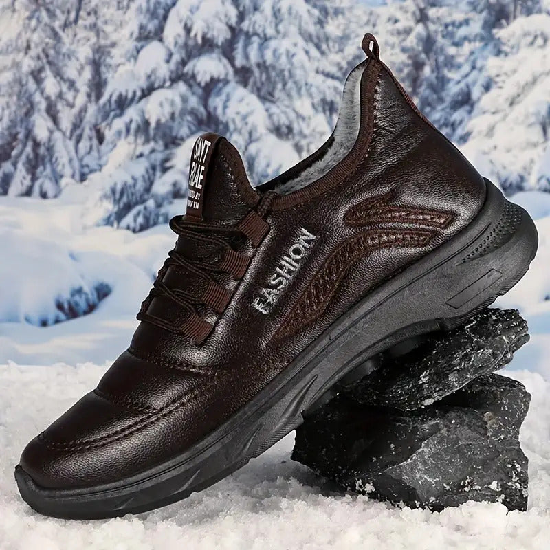 Men's Autumn and Winter Snow Boots with Plush Lining, Comfortable and Soft Soles, Outdoor Hiking Shoes, Comfortable and Durable Sports and Leisure Shoes, Suitable for Ice Walking and Daily Wear, Warm Winter Shoes, Snow Sports