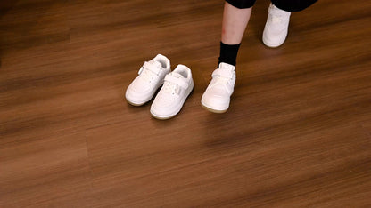 Preppy Style Solid Color Casual All-Season Low Top Sneakers for Boys and Girls with Adjustable Strap Closure, PU Upper, Fabric Lining, and Durable Rubber Sole, Perfect for Daily Wear & School Under 14 Years - White