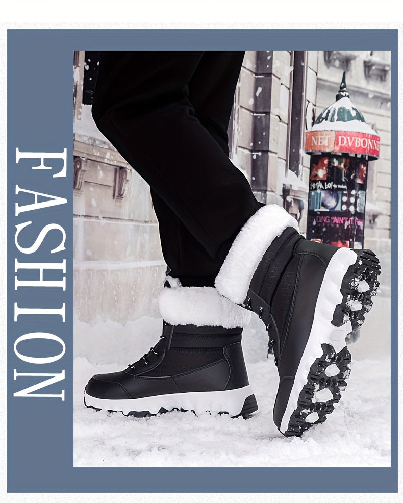Winter velvet warm Men's and Women's shoes, thick snow boots, outdoor anti slip large size high top shoes