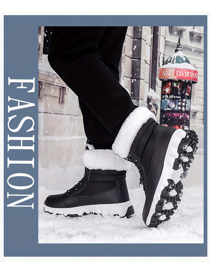 Winter velvet warm Men's and Women's shoes, thick snow boots, outdoor anti slip large size high top shoes