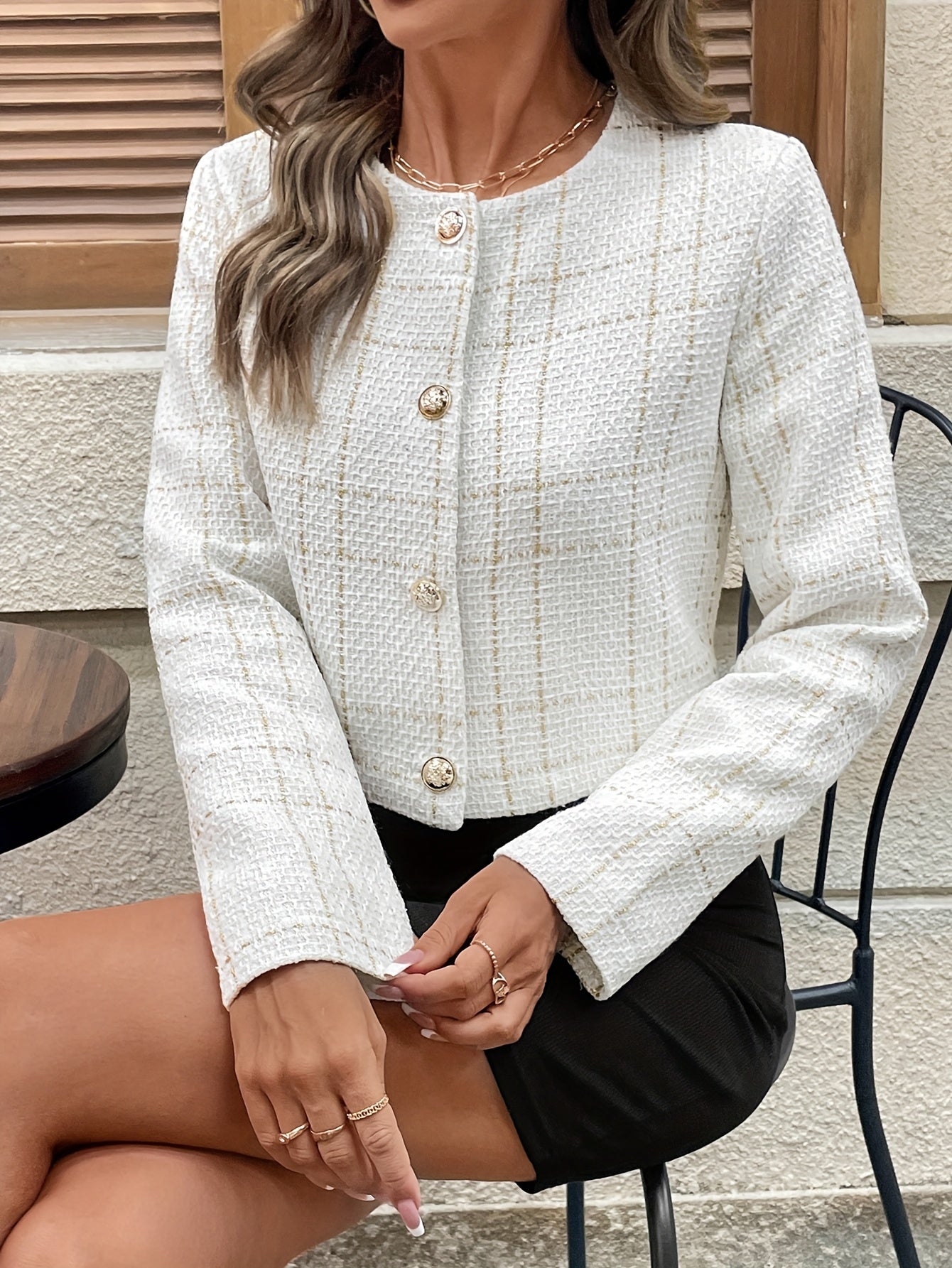 Women's European Luxury Jacket - Elegant Button-Front Coat with Classic Buttons, Structured All-Season Blazer for Formal Events, Everyday & Special Occasions - Machine Washable Women's Outerwear, Versatile Layering, Timeless