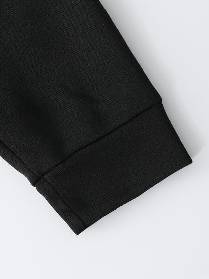 2pcs Set of 3D Embossed Letter Solid Color Thickened Hooded Sweatshirt for Autumn and Winter, Fleece-Lined Fabric with Comfortable Feel and Strong Warmth, Fashionable Versatile Unisex ' Hoodie with Round Neck Pullover, Perfec