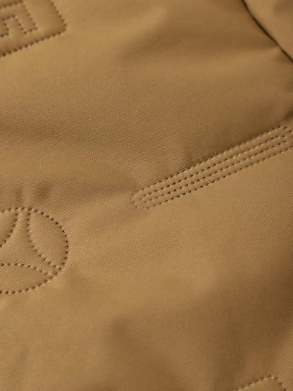 Men's Retro Winter Jacket with Detachable - Stand Collar Coat, Machine Washable Tan/Brown Outer & Black Inner, Golden-Tone Zipper Closure for Cold Weather (No-Stretch Fabric) - Casual & Formal Outerwear, Winter Clothes For Me