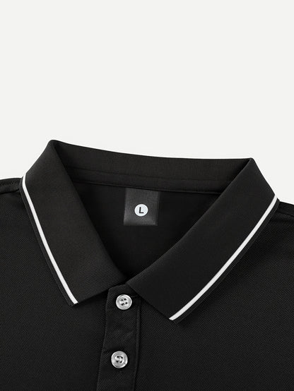 Men's Solid Golf Shirt, Casual Short Sleeve Lapel Shirt For Summer Outdoor