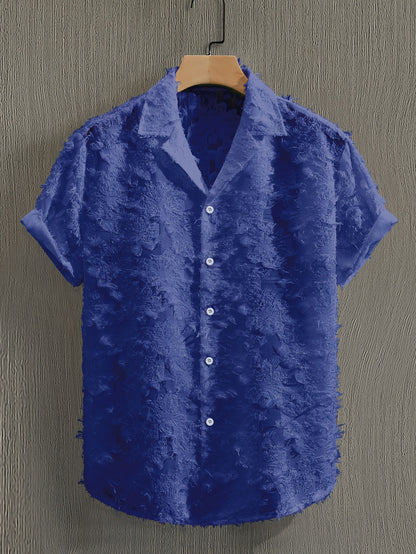 Men's Casual Short-Sleeve Polyester Shirt for Spring and Fall