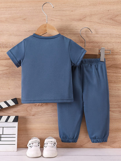 Summer Boys' Casual T-Shirt & Pants Set 0-3 Years Polyester