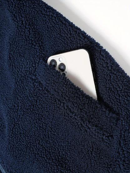 Men'S Heavyweight Fleece Jacket - Thermal Winter Coat with Stand Collar, Zipper Closure, Front Pockets - Brown/ - Cold Weather Outerwear for Everyday & Formal, Winter Jacket, Casual Outerwear, Durable Polyester, Seasonal Fash