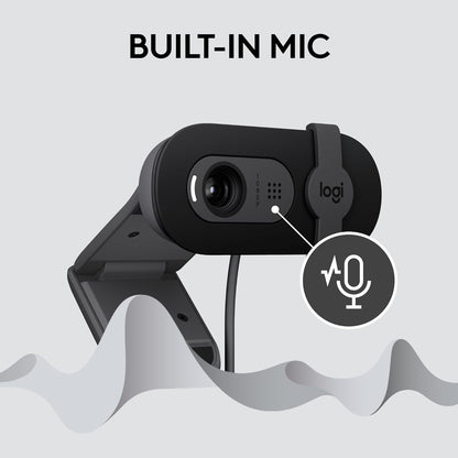 Logitech Brio 101 Full HD 1080P Webcam Made for Meetings and Works for Streaming — Auto-Light Balance, Built-In Mic, Privacy Shutter, USB-A, for Microsoft Teams, Google Meet, Zoom, and More - Black