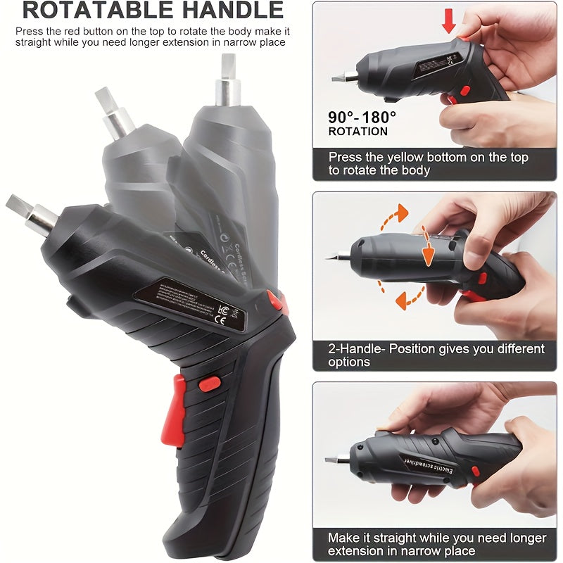 Portable Cordless Screwdriver Set, Featuring a Screw Gun And Mini Screwdriver, Designed for Electric Drill Kits. It Has an Adjustable Design, Durable Battery Life, High Torque, And Includes Various Accessories for Both Lovers