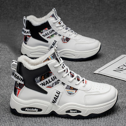 Men's Winter Snow Boots with Thick & Height Increase - Heavy-Duty PU Upper, -Absorbing PVC Sole, Lace-Up Ankle for Ice Traction - Outdoor Ice Skating,, Daily Use (Warm Mid-Calf/Ankle-High)