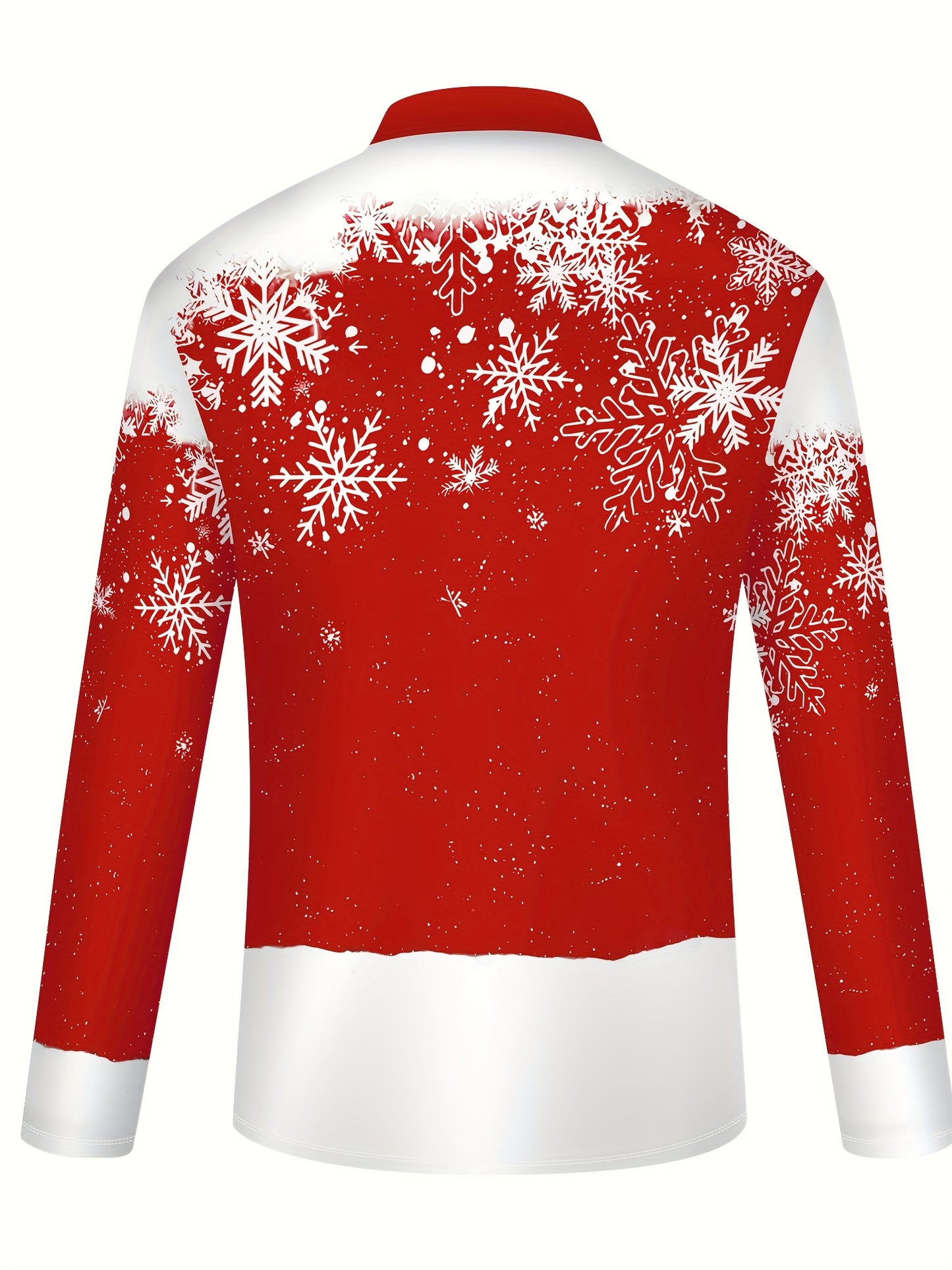 Women'S Elegant Long Sleeve Polo Shirt with Festive Snowman & Snowflake Print - Red &, Button-Up Collar, Perfect for Weddings, Parties, and Casual Outings, Winter Fashion Top | Playful Print Top | Stylish Buttonup, Winter Clo