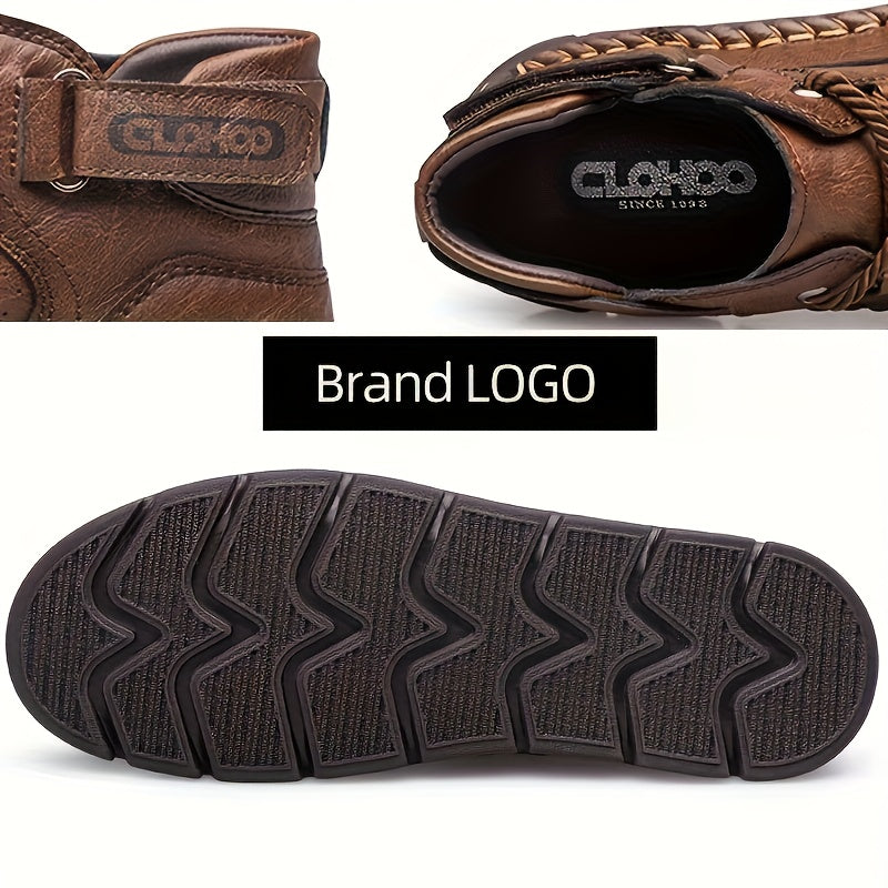 Men's Casual Mid-Top Sneakers with Rubber Sole and Lace-Up Design