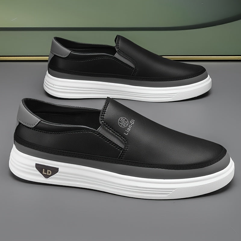 Men's Casual Slip-On Shoes - Lightweight PU, All-Season Comfort