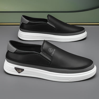 Men's Casual Slip-On Shoes - Lightweight PU, All-Season Comfort