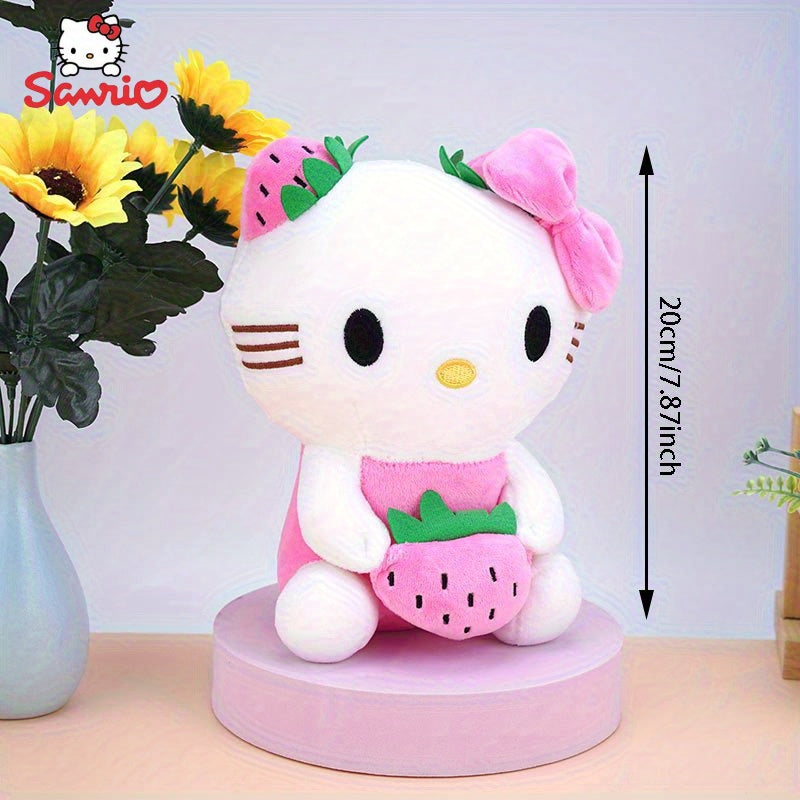 Sanrio Hello Kitty Y2K Style Plush Toy - Strawberry & Watermelon Fruit Design, Soft Polyester Cute Cartoon Character for Room Decor, Birthday Gift, 0+ Age