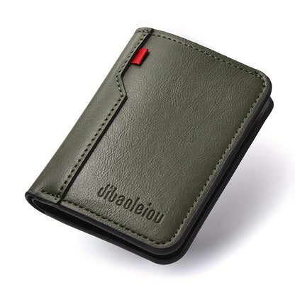 1pc Men'S Vintage Faux Leather Credit Card Wallet, Slim and Soft Design, Multiple Card Slots, Business Style Driver'S License Card Holder, Travel Zero Wallet