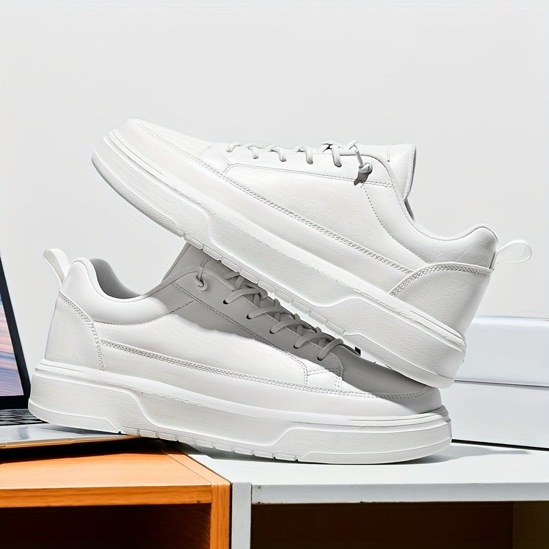 Men's Shoes, Business Casual Low-Top Sneakers for Men - Solid Color Versatile Casual Thick-Soled Lace-Up Shoes, Daily Fashion Simple Trendy Men's Shoes