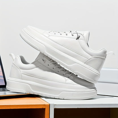 Men's Shoes, Business Casual Low-Top Sneakers for Men - Solid Color Versatile Casual Thick-Soled Lace-Up Shoes, Daily Fashion Simple Trendy Men's Shoes