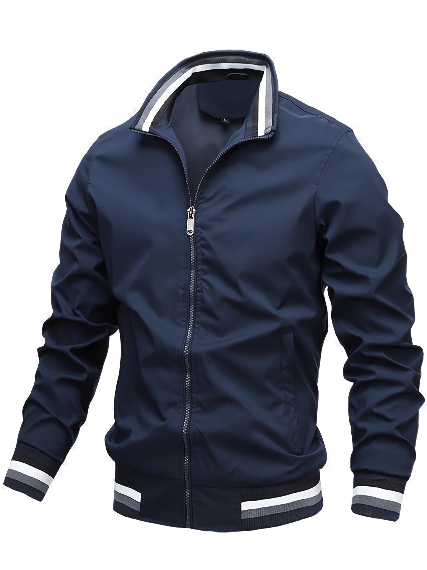 A Men'S Stylish Pilot Jacket, Made of Durable Fabric, Features Classic Striped Details, Perfect for Casual Outings Or Hiking. It Offers a Sense of Confidence And Fashion, Making It an Ideal Gift for Men