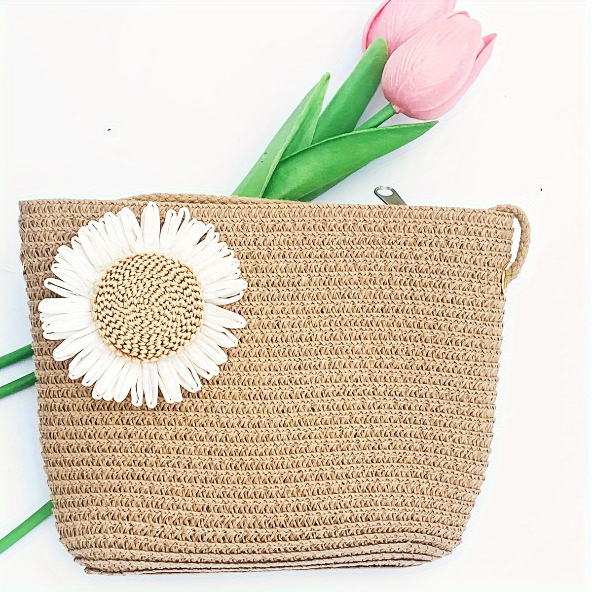 Women’s Adjustable Straw Hats with Floral Design and Carry Bag
