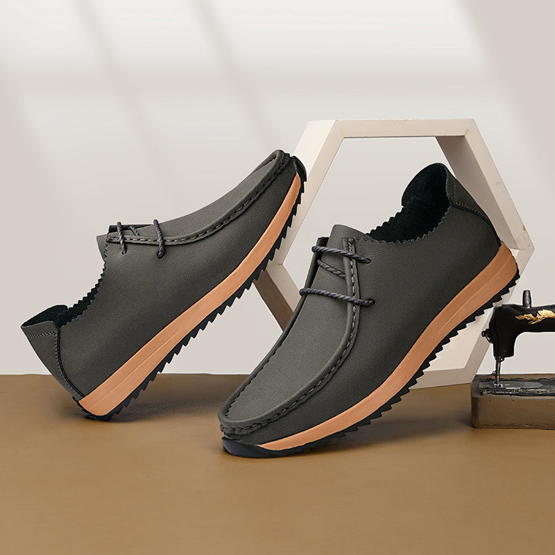 Men's Low-Top Oxford Shoes with Hidden Height Increase, Anti-Slip Sole