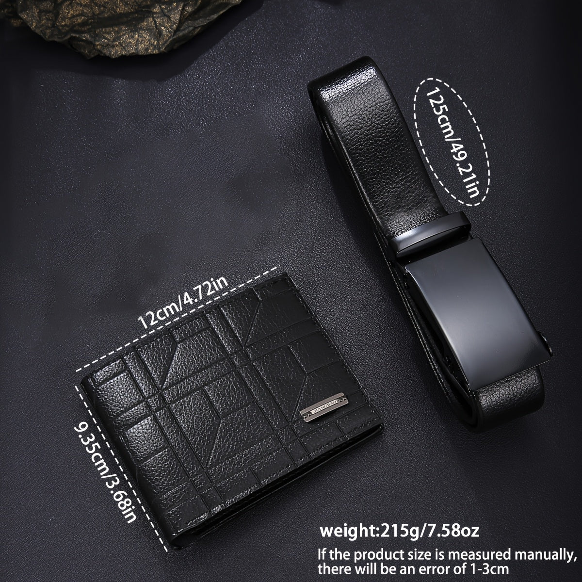2pcs of Men'S Wallets + Men'S Belt, Stylish And Casual Business Elegant Versatile Men'S Wallet, Suitable for Daily Use, a Gift for Fathers on Christmas And Valentine'S Day, a Must-Have for Trendy Men, No Gift Box Included