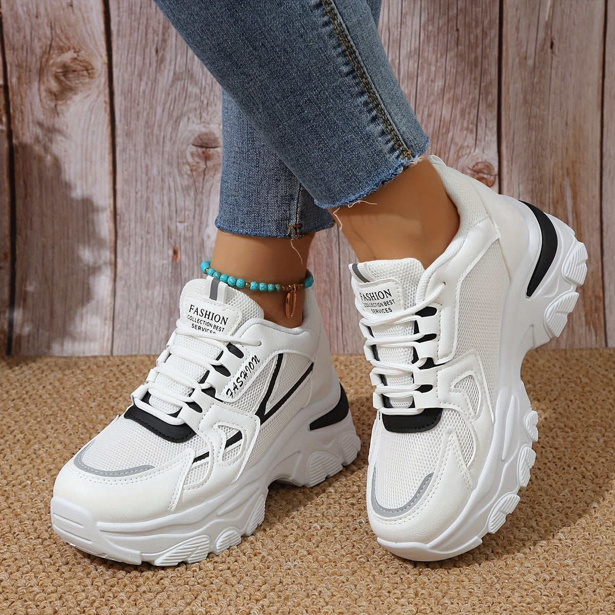 Women'S Fashion Sneakers 2024 - Breathable Mesh, All-Season Low Top Lace-Up Sports Shoes with Plain Toe, Man-Made Upper, Fabric Inner, Faux Sole, and Durable Insole