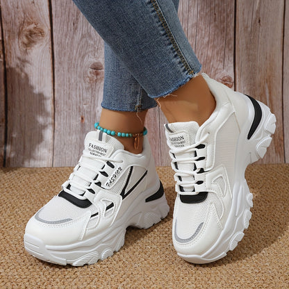 Women'S Fashion Sneakers 2024 - Breathable Mesh, All-Season Low Top Lace-Up Sports Shoes with Plain Toe, Man-Made Upper, Fabric Inner, Faux Sole, and Durable Insole