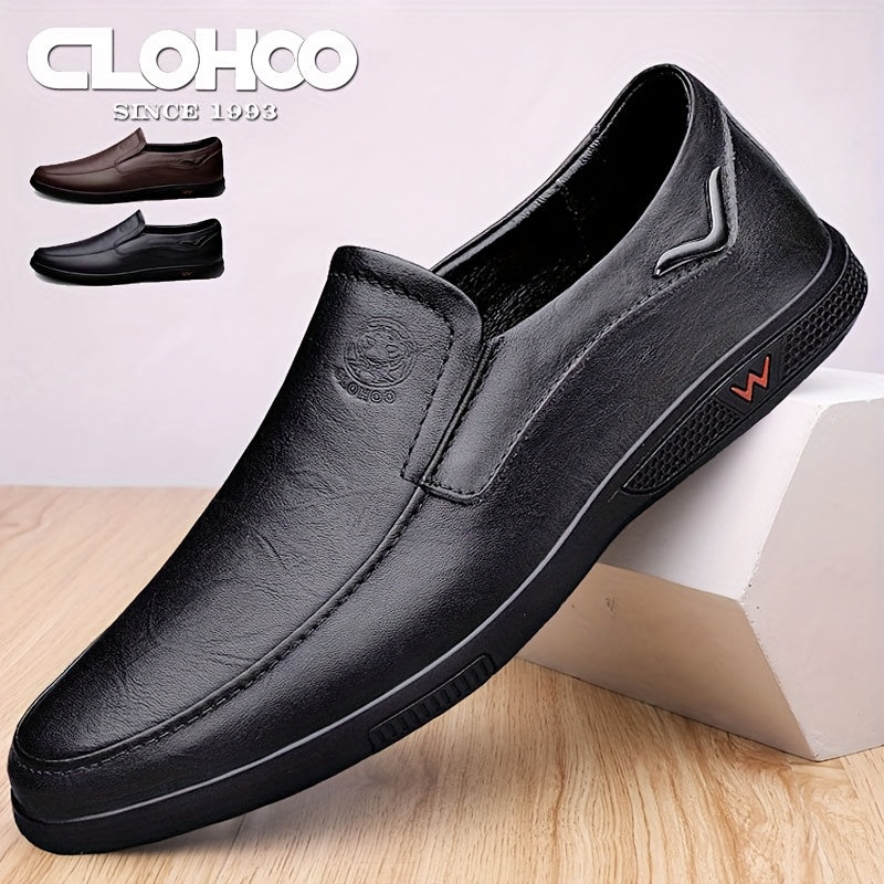 Men's Slip-On Loafers Cowhide Rubber Sole Business Casual Shoes