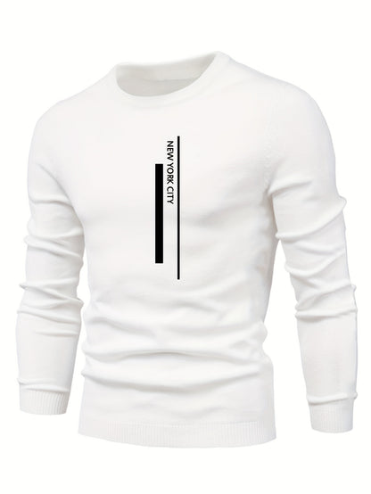 2023 New Cross-border Autumn and Winter Men's Round Neck Random Print Round Neck Knitted Sweater